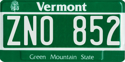VT license plate ZNO852