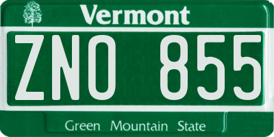 VT license plate ZNO855