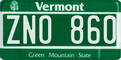 VT license plate ZNO860