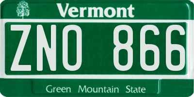 VT license plate ZNO866