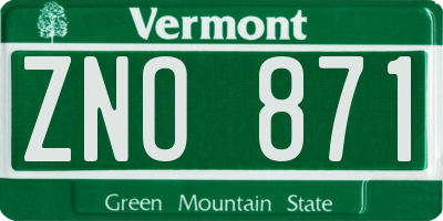 VT license plate ZNO871