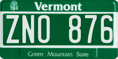 VT license plate ZNO876