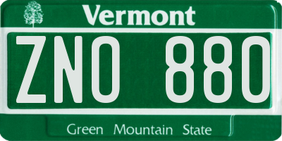 VT license plate ZNO880