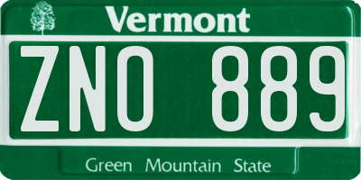 VT license plate ZNO889