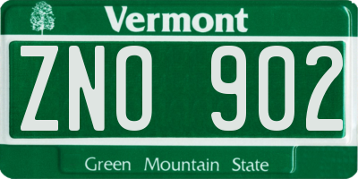 VT license plate ZNO902