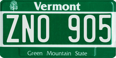 VT license plate ZNO905
