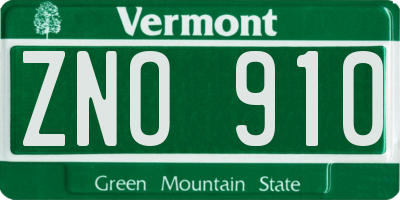 VT license plate ZNO910