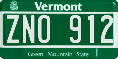 VT license plate ZNO912