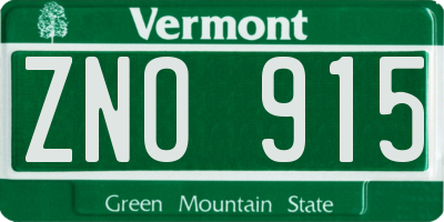 VT license plate ZNO915
