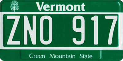 VT license plate ZNO917