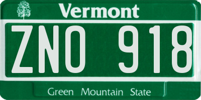 VT license plate ZNO918