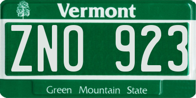 VT license plate ZNO923