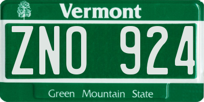 VT license plate ZNO924