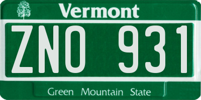 VT license plate ZNO931