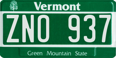 VT license plate ZNO937