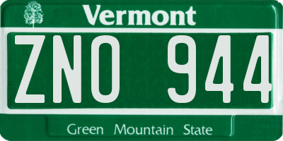 VT license plate ZNO944