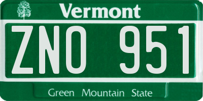 VT license plate ZNO951
