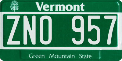 VT license plate ZNO957