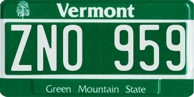 VT license plate ZNO959