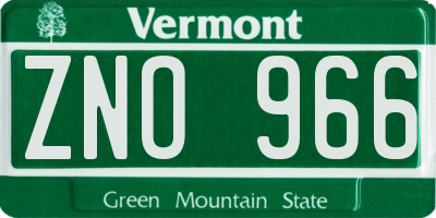 VT license plate ZNO966