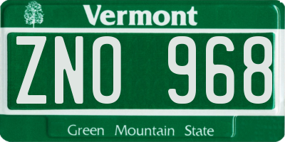 VT license plate ZNO968