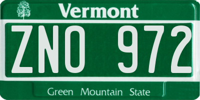 VT license plate ZNO972