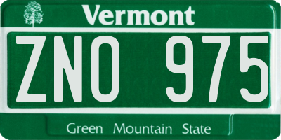 VT license plate ZNO975