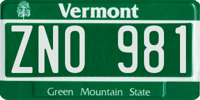 VT license plate ZNO981
