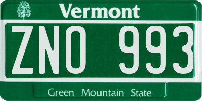 VT license plate ZNO993