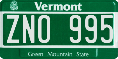 VT license plate ZNO995