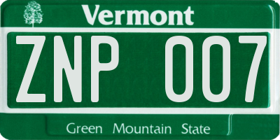 VT license plate ZNP007