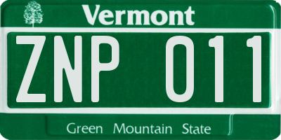 VT license plate ZNP011
