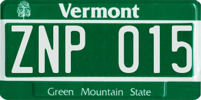 VT license plate ZNP015