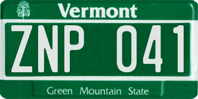 VT license plate ZNP041
