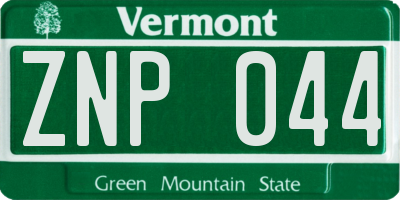 VT license plate ZNP044