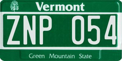 VT license plate ZNP054