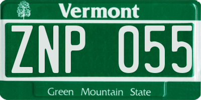 VT license plate ZNP055