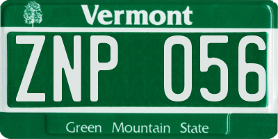 VT license plate ZNP056