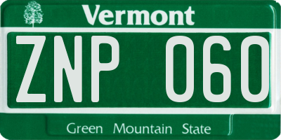 VT license plate ZNP060