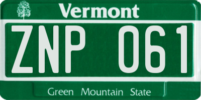 VT license plate ZNP061