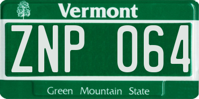 VT license plate ZNP064