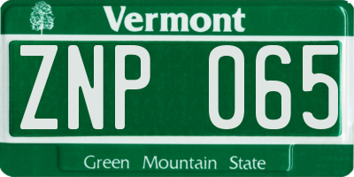 VT license plate ZNP065