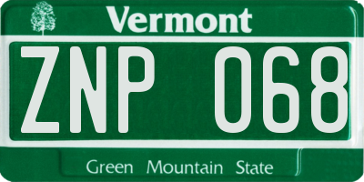 VT license plate ZNP068