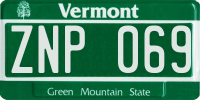 VT license plate ZNP069