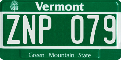 VT license plate ZNP079