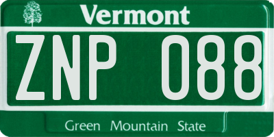VT license plate ZNP088