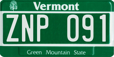 VT license plate ZNP091