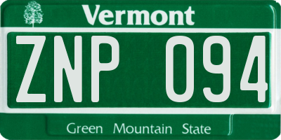 VT license plate ZNP094
