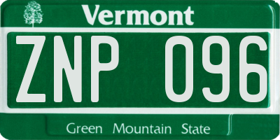 VT license plate ZNP096