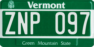 VT license plate ZNP097